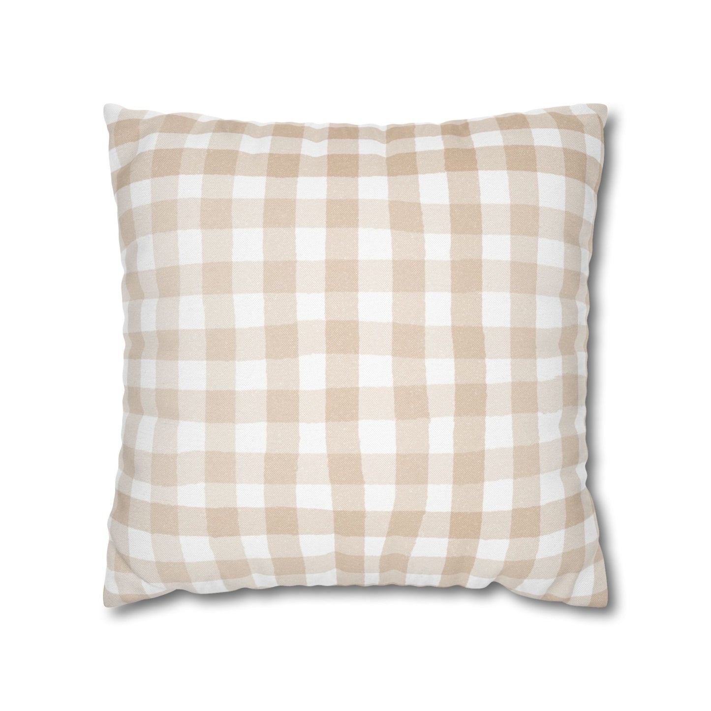 Beige Ginham Square Pillowcase
