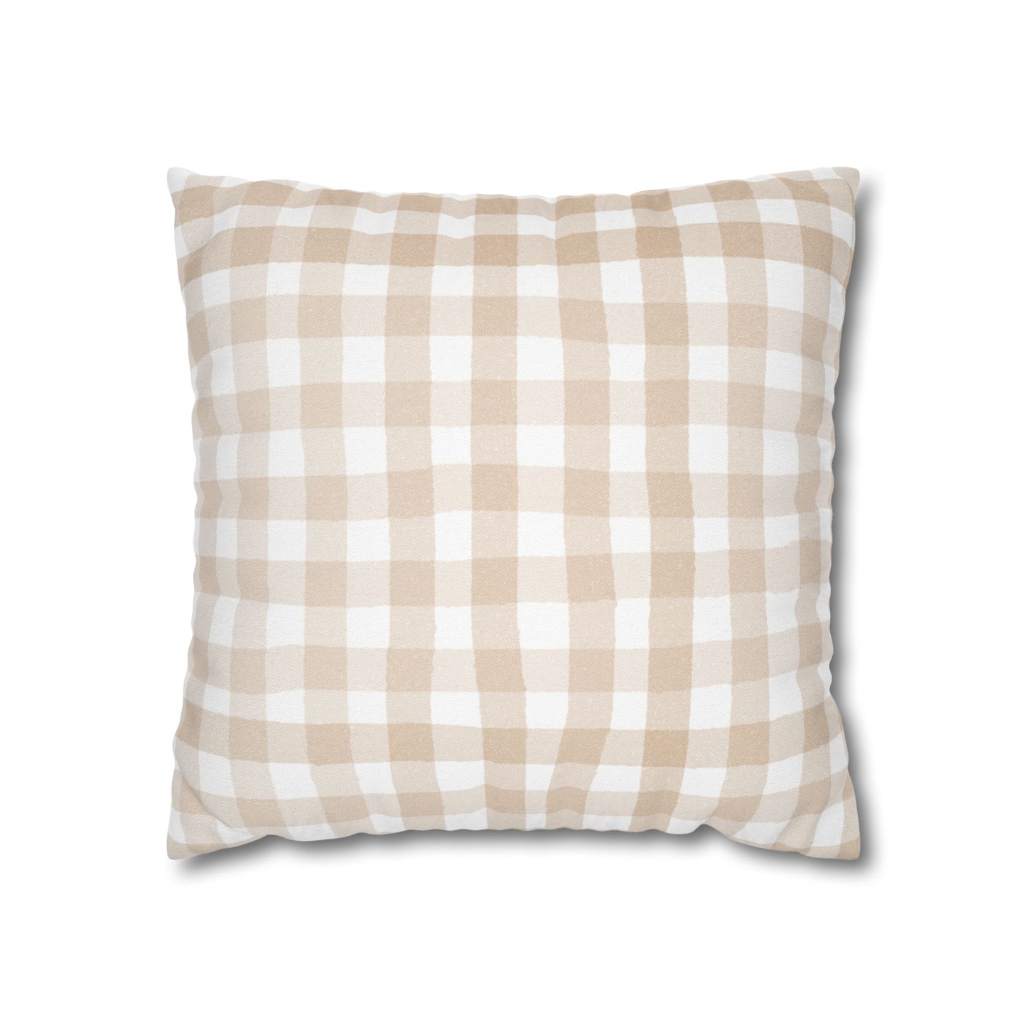 Beige Ginham Square Pillowcase