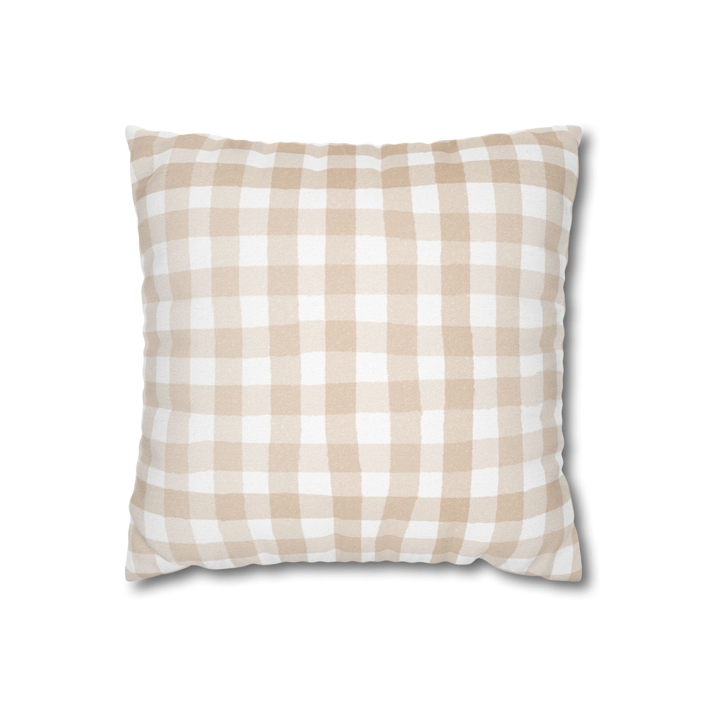 Beige Ginham Square Pillowcase