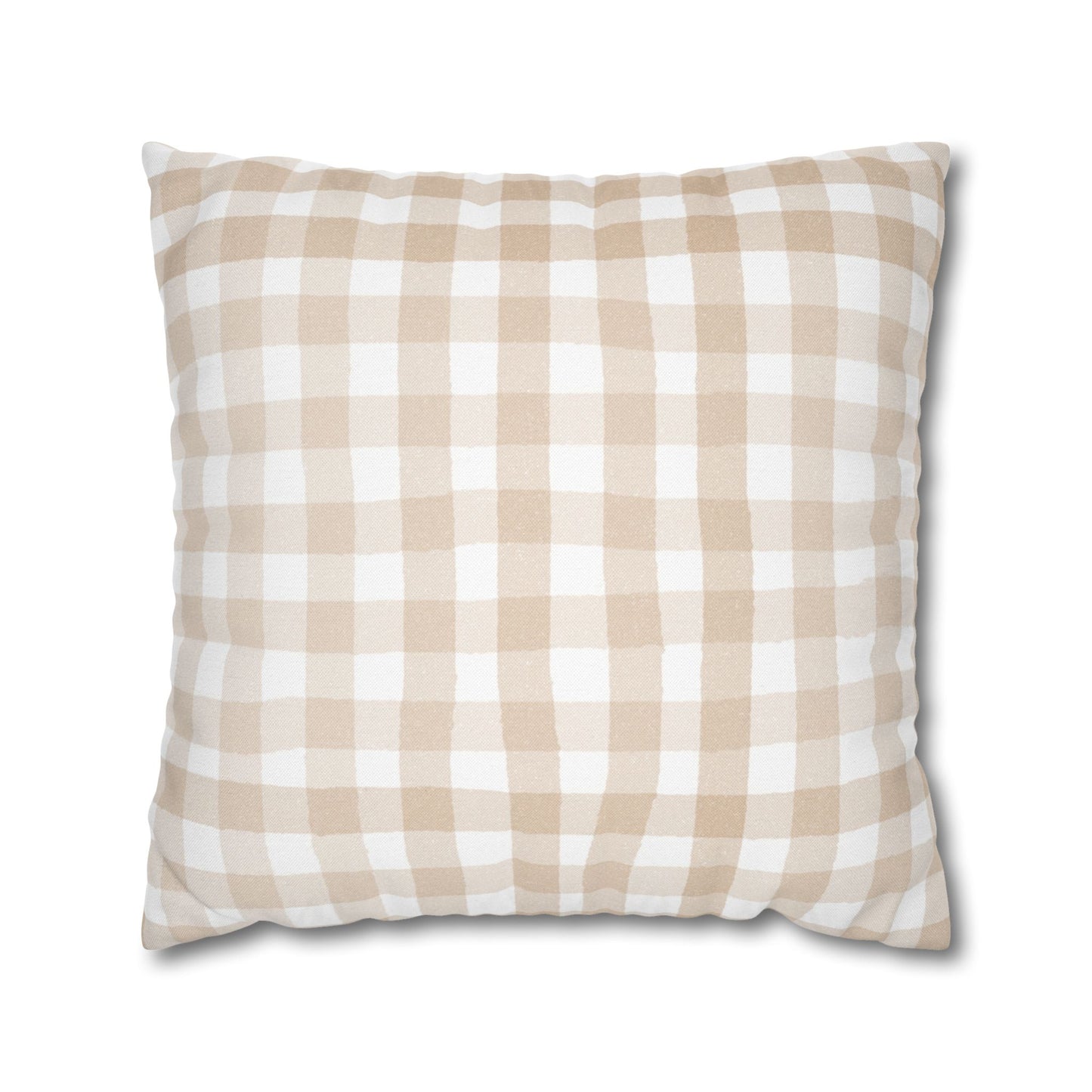 Beige Ginham Square Pillowcase