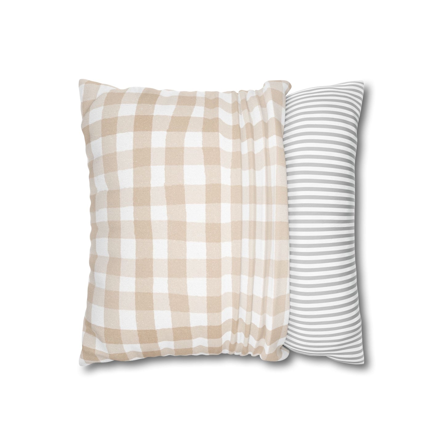 Beige Ginham Square Pillowcase