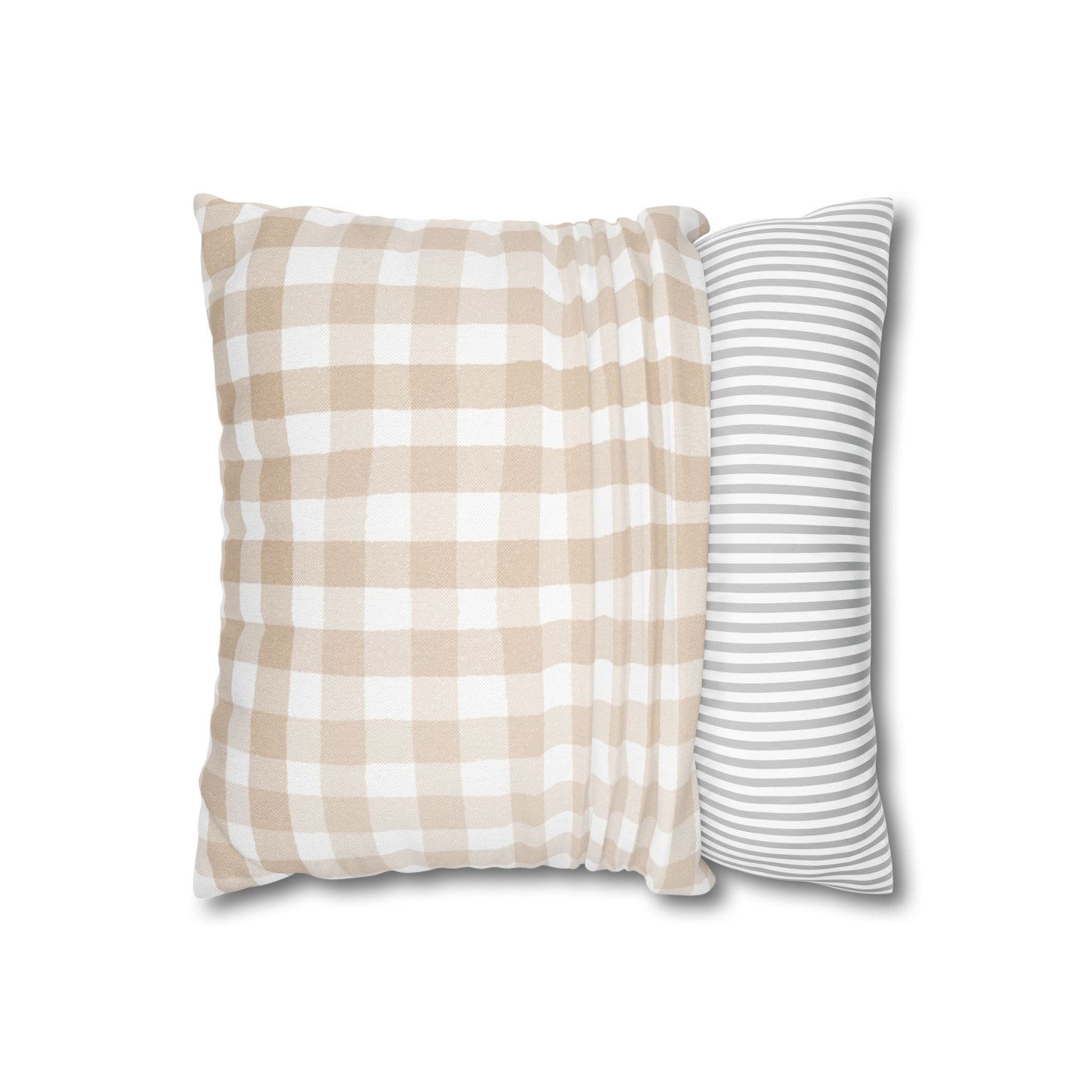 Beige Ginham Square Pillowcase