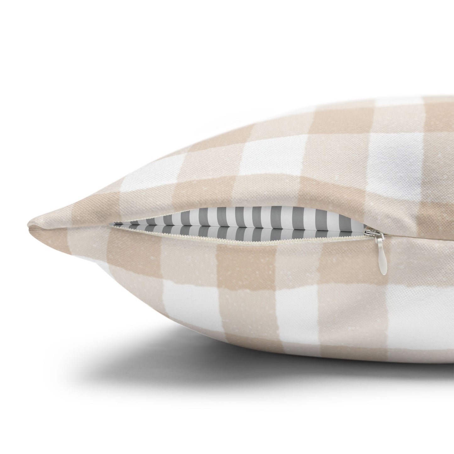 Beige Ginham Square Pillowcase